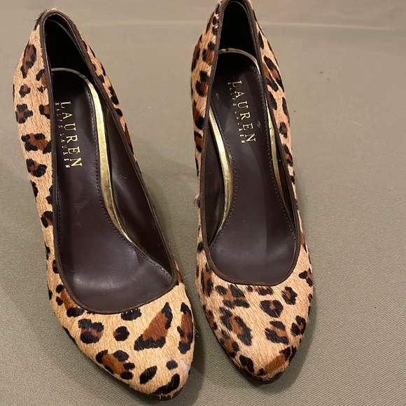 Lauren Ralph Lauren Shoes - RALPH LAUREN High Heels 👠 leopard print And brown Swede shoes size 8” B